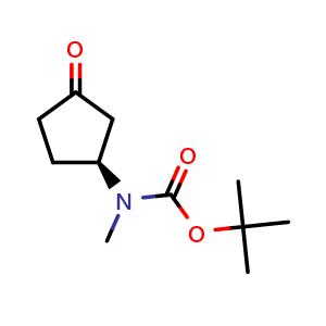 Chemical structure of tert-butyl (S)-methyl(3-oxocyclopentyl)carbamate , CAS 1931998-56-9, AChemBlock Q55000