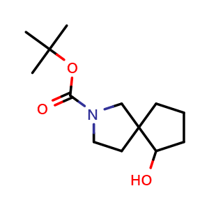 Chemical structure of tert-butyl 6-hydroxy-2-azaspiro[4.4]nonane-2-carboxylate , CAS 1319716-44-3, AChemBlock Q55002