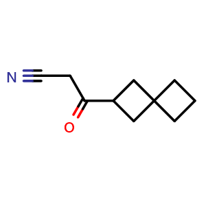 Chemical structure of 3-oxo-3-(spiro[3.3]heptan-2-yl)propanenitrile , CAS 1934963-56-0, AChemBlock Q55012