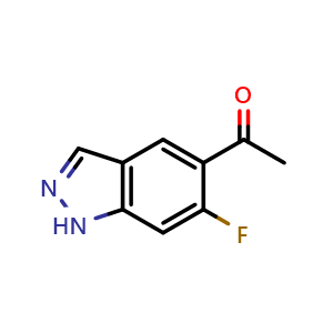 Chemical structure of 1-(6-fluoro-1H-indazol-5-yl)ethan-1-one , CAS 1557883-26-7, AChemBlock Q55013