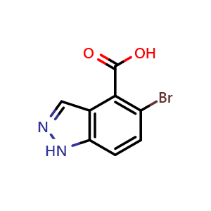 Chemical structure of 5-bromo-1H-indazole-4-carboxylic acid , CAS 750586-03-9, AChemBlock Q55029