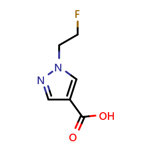 Chemical structure of 1-(2-fluoroethyl)-1H-pyrazole-4-carboxylic acid , CAS 1401727-16-9, AChemBlock Q55030