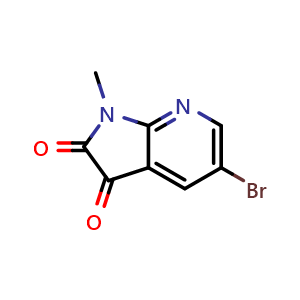 Chemical structure of 5-bromo-1-methyl-1H-pyrrolo[2,3-b]pyridine-2,3-dione , CAS 1173721-45-3, AChemBlock Q55053