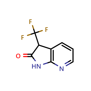 Chemical structure of 3-(trifluoromethyl)-1,3-dihydro-2H-pyrrolo[2,3-b]pyridin-2-one , CAS 2167068-18-8, AChemBlock Q55063