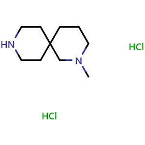 Chemical structure of 2-methyl-2,9-diazaspiro[5.5]undecane dihydrochloride , CAS 1609402-65-4, AChemBlock Q55069