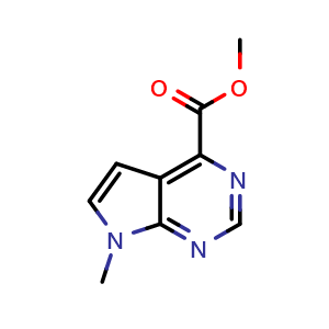 Chemical structure of methyl 7-methyl-7H-pyrrolo[2,3-d]pyrimidine-4-carboxylate , CAS 1095822-18-6, AChemBlock Q55091