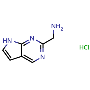 Chemical structure of (7H-pyrrolo[2,3-d]pyrimidin-2-yl)methanamine hydrochloride , CAS 2306276-61-7, AChemBlock Q55122