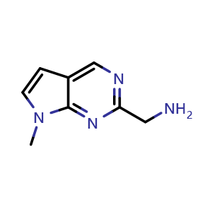 Chemical structure of (7-methyl-7H-pyrrolo[2,3-d]pyrimidin-2-yl)methanamine , CAS 1638763-61-7, AChemBlock Q55123