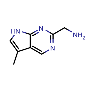 Chemical structure of (5-methyl-7H-pyrrolo[2,3-d]pyrimidin-2-yl)methanamine , CAS 1368189-28-9, AChemBlock Q55125