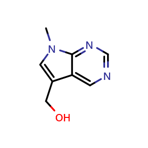 Chemical structure of (7-methyl-7H-pyrrolo[2,3-d]pyrimidin-5-yl)methanol , CAS 1638771-55-7, AChemBlock Q55129