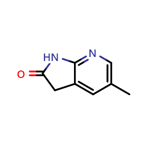 Chemical structure of 5-methyl-1,3-dihydro-2H-pyrrolo[2,3-b]pyridin-2-one , CAS 1190317-46-4, AChemBlock Q55134