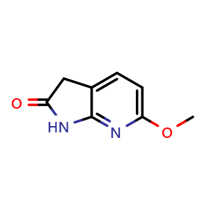 Chemical structure of 6-methoxy-1,3-dihydro-2H-pyrrolo[2,3-b]pyridin-2-one , CAS 1190319-04-0, AChemBlock Q55139
