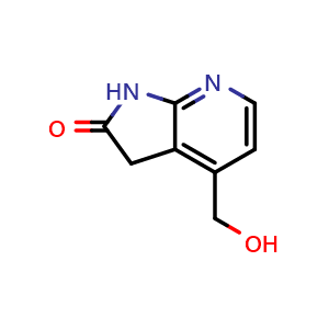 Chemical structure of 4-(hydroxymethyl)-1,3-dihydro-2H-pyrrolo[2,3-b]pyridin-2-one , CAS 1260382-59-9, AChemBlock Q55140