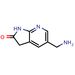 Chemical structure of 5-(Aminomethyl)-1,3-dihydro-2H-pyrrolo[2,3-b]pyridin-2-one , CAS 1481120-46-0, AChemBlock Q55146