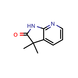 Chemical structure of 3,3-Dimethyl-1,3-dihydro-2H-pyrrolo[2,3-b]pyridin-2-one , CAS 109535-73-1, AChemBlock Q55148
