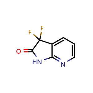 Chemical structure of 3,3-difluoro-1,3-dihydro-2H-pyrrolo[2,3-b]pyridin-2-one , CAS 1393532-39-2, AChemBlock Q55149