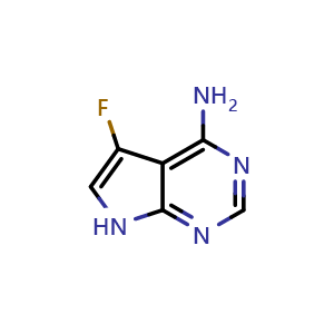 Chemical structure of 5-fluoro-7H-pyrrolo[2,3-d]pyrimidin-4-amine , CAS 1080467-52-2, AChemBlock Q55153