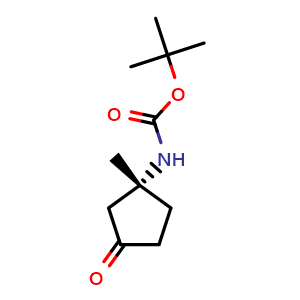 Chemical structure of tert-butyl (R)-(1-methyl-3-oxocyclopentyl)carbamate , CAS 1638744-80-5, AChemBlock Q55167