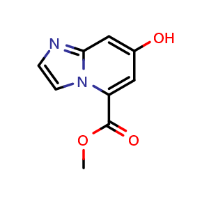 Chemical structure of methyl 7-hydroxyimidazo[1,2-a]pyridine-5-carboxylate , CAS 1268522-32-2, AChemBlock Q55238