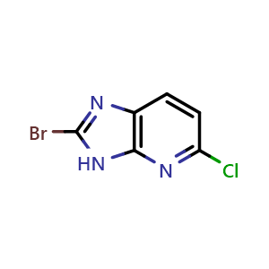 Chemical structure of 2-bromo-5-chloro-3H-imidazo[4,5-b]pyridine , CAS 1401687-54-4, AChemBlock Q55247