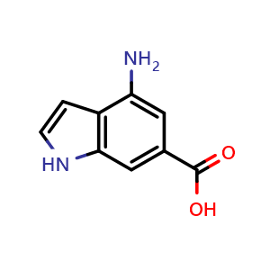 Chemical structure of 4-amino-1H-indole-6-carboxylic acid , CAS 884494-67-1, AChemBlock Q55274