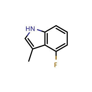 Chemical structure of 4-fluoro-3-methyl-1H-indole , CAS 1011484-22-2, AChemBlock Q55308