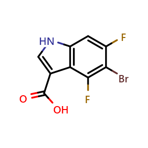 Chemical structure of 5-bromo-4,6-difluoro-1H-indole-3-carboxylic acid , CAS 1638764-78-9, AChemBlock Q55336