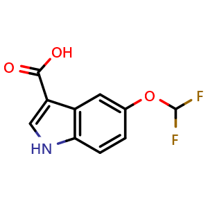 Chemical structure of 5-(difluoromethoxy)-1H-indole-3-carboxylic acid , CAS 1135935-39-5, AChemBlock Q55359