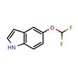 Chemical structure of 5-(difluoromethoxy)-1H-indole , CAS 947380-11-2, AChemBlock Q55360