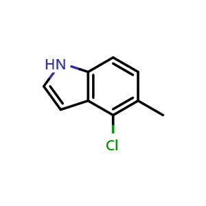 Chemical structure of 4-chloro-5-methyl-1H-indole , CAS 162100-43-8, AChemBlock Q55366
