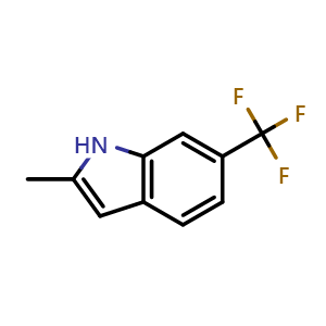 Chemical structure of 2-Methyl-6-(trifluoromethyl)-1H-indole , CAS 57330-48-0, AChemBlock Q55370