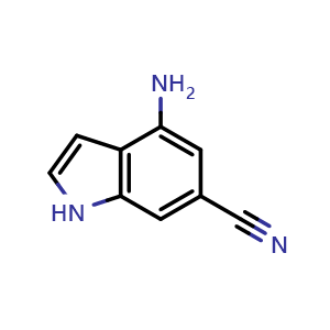 Chemical structure of 4-amino-1H-indole-6-carbonitrile , CAS 885518-39-8, AChemBlock Q55397