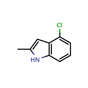 Chemical structure of 4-chloro-2-methyl-1H-indole , CAS 6127-16-8, AChemBlock Q55413