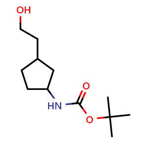 Chemical structure of tert-butyl (3-(2-hydroxyethyl)cyclopentyl)carbamate , CAS 1609546-17-9, AChemBlock Q55430