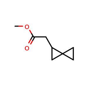 Chemical structure of methyl 2-(spiro[2.2]pentan-1-yl)acetate , CAS 114720-65-9, AChemBlock Q55437