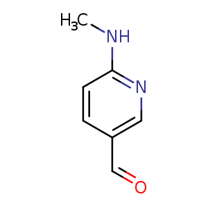 Chemical structure of 6-(methylamino)nicotinaldehyde , CAS 72087-21-9, AChemBlock Q55452