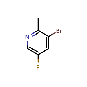 Chemical structure of 3-bromo-5-fluoro-2-methylpyridine , CAS 1211542-29-8, AChemBlock Q55457