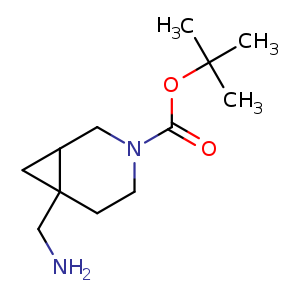 Chemical structure of tert-butyl 6-(aminomethyl)-3-azabicyclo[4.1.0]heptane-3-carboxylate , CAS 1334495-27-0, AChemBlock Q55465