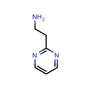 Chemical structure of 2-(pyrimidin-2-yl)ethan-1-amine , CAS 89464-80-2, AChemBlock Q55474