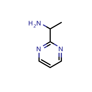 Chemical structure of 1-(pyrimidin-2-yl)ethan-1-amine , CAS 944906-24-5, AChemBlock Q55479