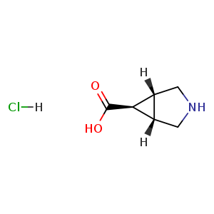 Chemical structure of endo-3-azabicyclo[3.1.0]hexane-6-carboxylic acid hydrochloride , CAS 2200003-25-2, AChemBlock Q55486
