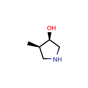 Chemical structure of (3R,4R)-4-methylpyrrolidin-3-ol , CAS 770697-08-0, AChemBlock Q55495