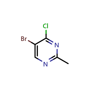 Chemical structure of 5-bromo-4-chloro-2-methylpyrimidine , CAS 861383-73-5, AChemBlock Q55498