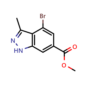 Chemical structure of methyl 4-bromo-3-methyl-1H-indazole-6-carboxylate , CAS 1260382-01-1, AChemBlock Q55502