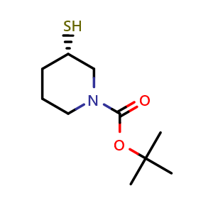Chemical structure of tert-butyl (S)-3-mercaptopiperidine-1-carboxylate , CAS 610285-62-6, AChemBlock Q55514