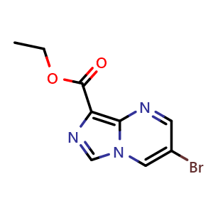 Chemical structure of ethyl 3-bromoimidazo[1,5-a]pyrimidine-8-carboxylate , CAS 1251003-11-8, AChemBlock Q55519