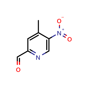 Chemical structure of 4-methyl-5-nitropicolinaldehyde , CAS 5832-38-2, AChemBlock Q55556