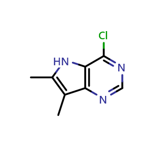 Chemical structure of 4-chloro-6,7-dimethyl-5H-pyrrolo[3,2-d]pyrimidine , CAS 1062517-17-2, AChemBlock Q55564
