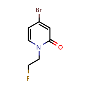 Chemical structure of 4-bromo-1-(2-fluoroethyl)pyridin-2(1H)-one , CAS 832735-62-3, AChemBlock Q55601