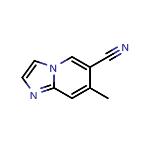 Chemical structure of 7-methylimidazo[1,2-a]pyridine-6-carbonitrile , CAS 952566-05-1, AChemBlock Q55607